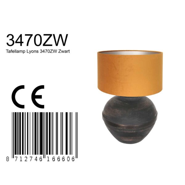 Landelijke zwarte houten tafellamp Anne Light & Home Lyons - Image 7