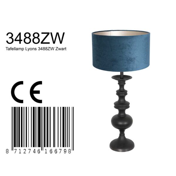 Klassieke zwarte lamp met blauwe kap Anne Light & Home Lyons - Image 7