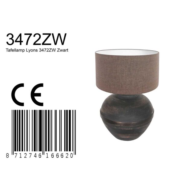 Landelijke zwarte tafellamp hout Anne Light & Home Lyons - Image 7