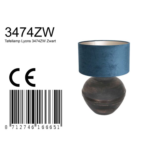 Landelijke houten tafellamp zwart Anne Light & Home Lyons - Image 8