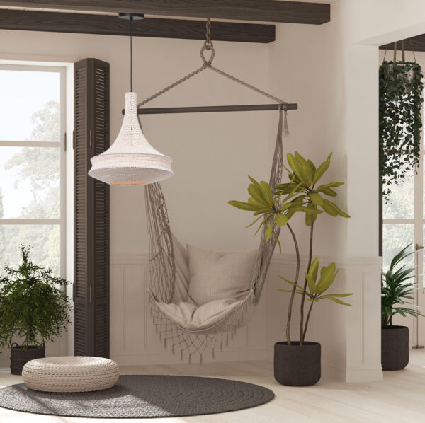 Witte handgeweven bohemian/oosterse hanglamp Anne Light & Home Marrakesch - Image 2