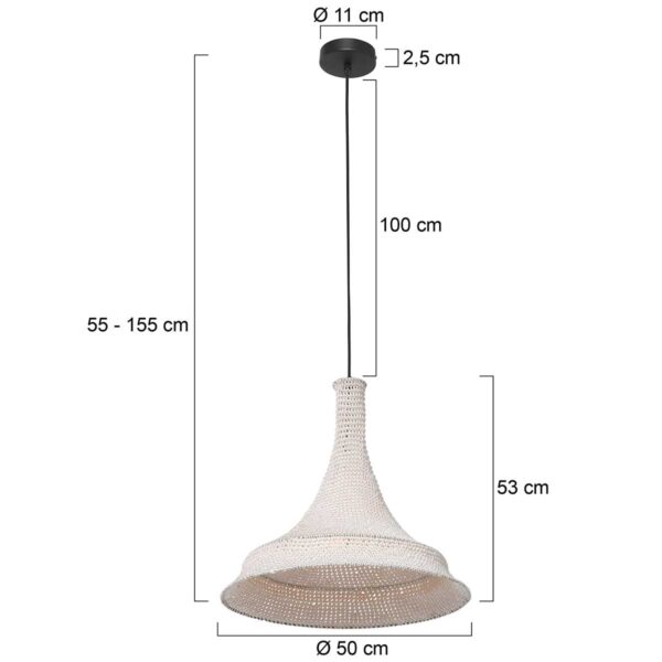 Bohemian koepelvormige stoffen hanglamp wit Anne Light & Home Marrakesch - Image 6