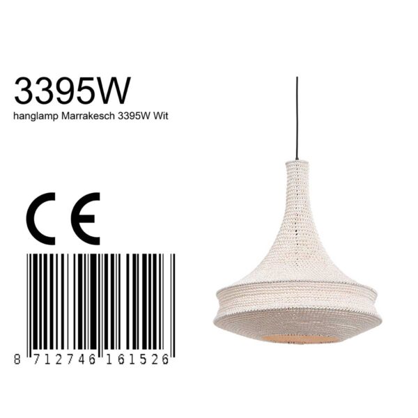 Witte handgeweven bohemian/oosterse hanglamp Anne Light & Home Marrakesch - Image 7