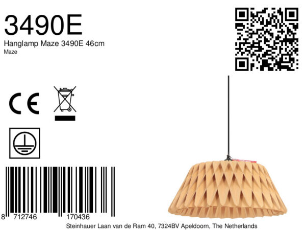 Trendy houten hanglamp naturel Anne Light & Home Maze - Image 7