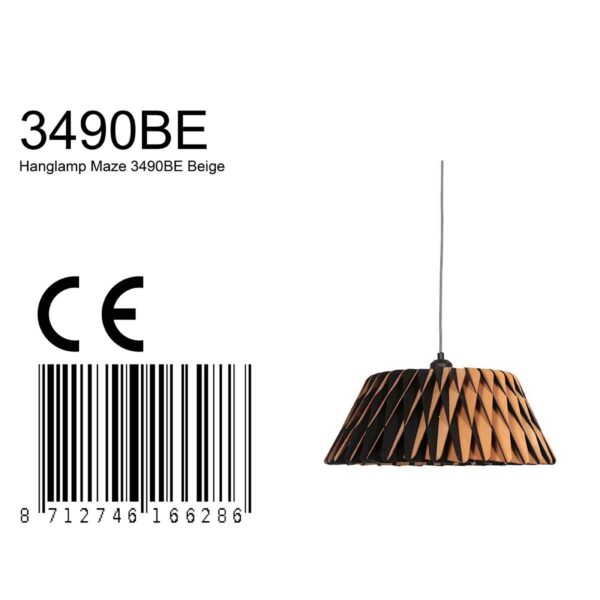 Trendy naturel houten hanglamp Anne Light & Home Maze - Image 7