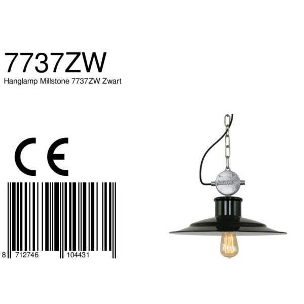 Industriële metalen hanglamp zwart Anne Light & Home Millstone - Image 7