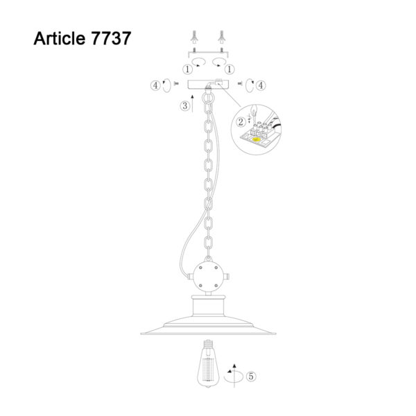 Industriële metalen hanglamp zwart Anne Light & Home Millstone - Image 8