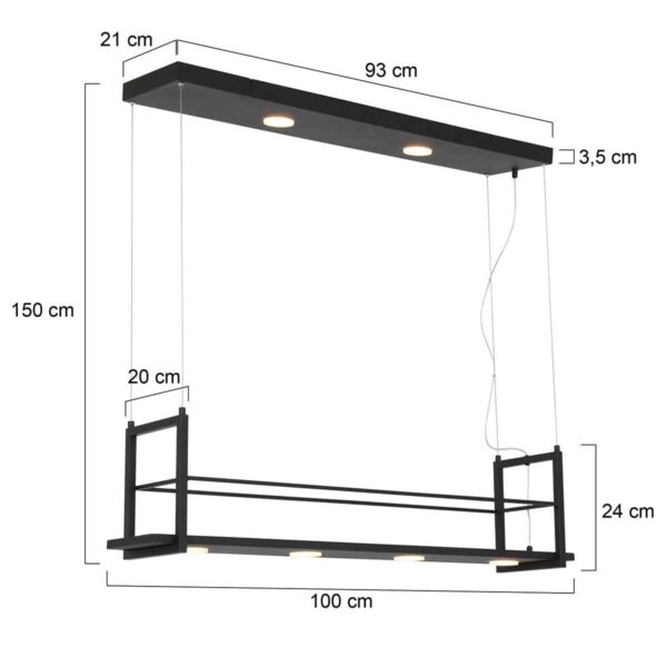 Steinhauer Tør hanglamp - keuken verlichting - LED - frame - zeslichts - zwart - Image 7