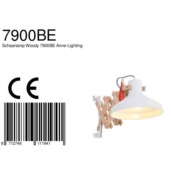 Scandinavische metalen naturel houten wandlamp Anne Light & Home Woody - Image 8