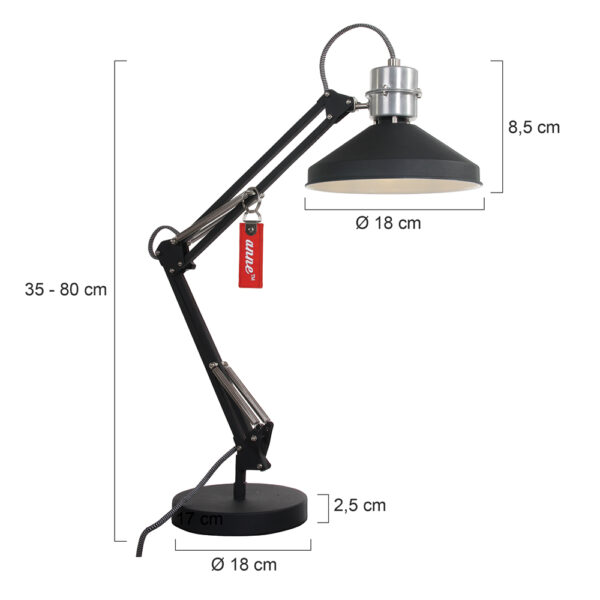 Grote robuuste bureaulamp Anne Light & Home Zappa - Image 7