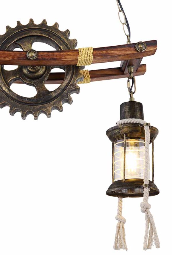 Hanglamp industrieel messing metaal Globo Abella - Image 3