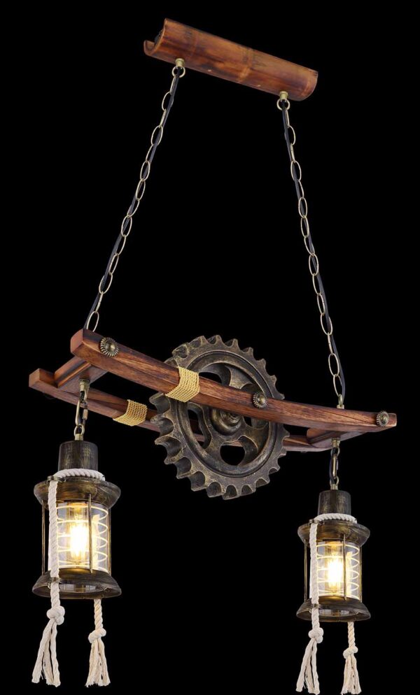 Hanglamp industrieel messing metaal Globo Abella - Image 4