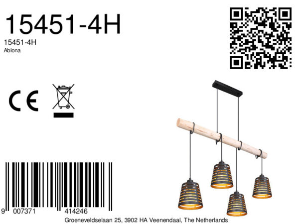 Globo Ablona hanglamp – E27 (grote fitting) – Zwart - Image 6