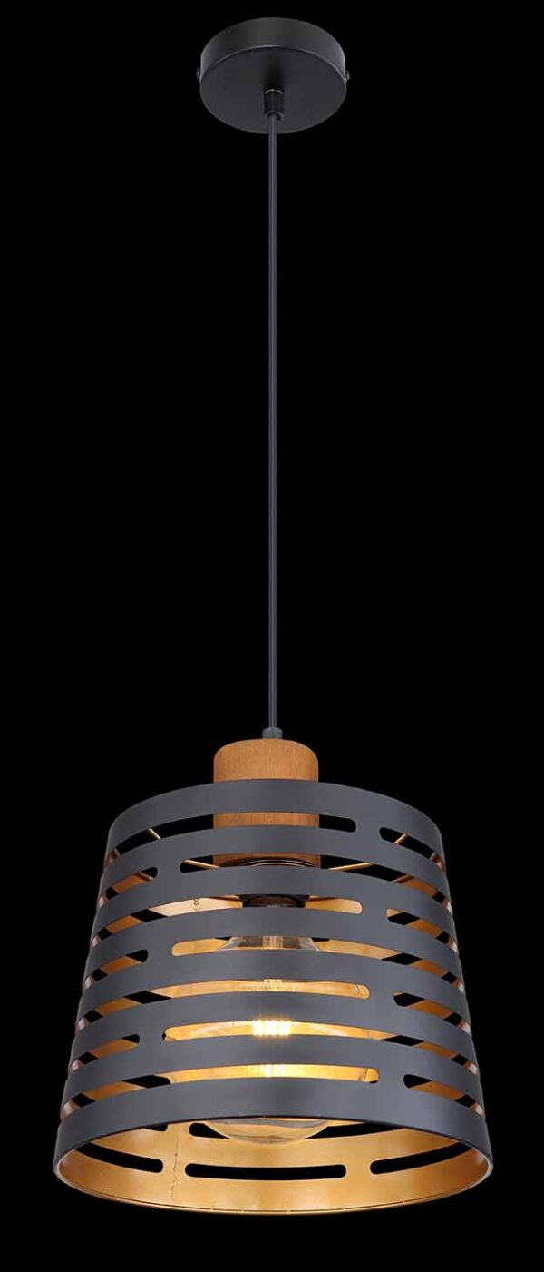 Globo Ablona hanglamp – ø 25 cm – E27 (grote fitting) – Zwart - Image 3