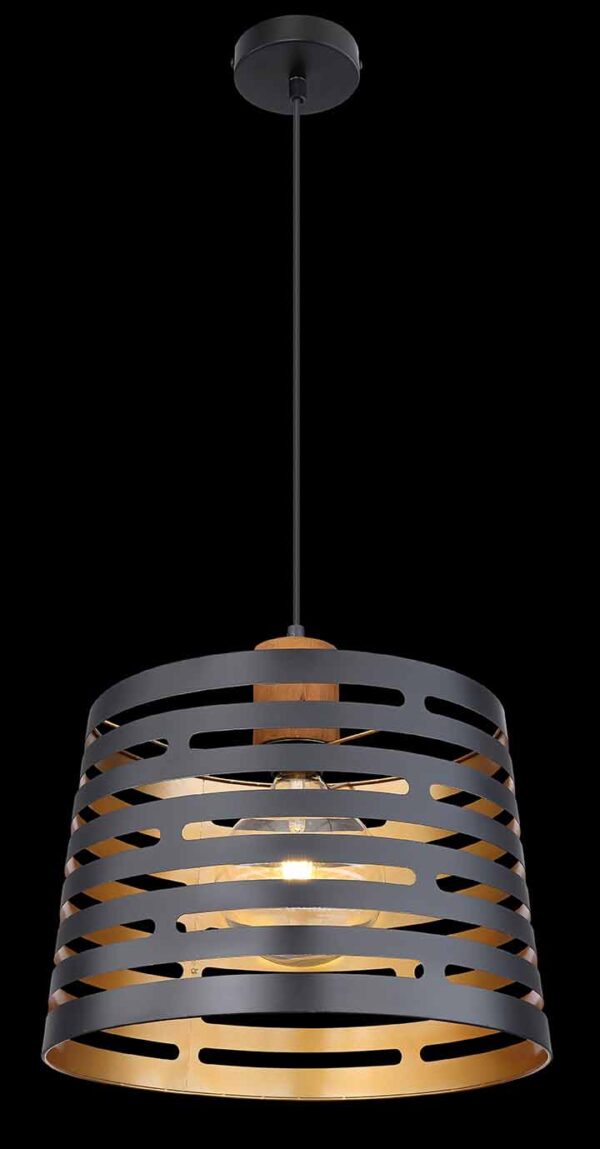 Globo Ablona hanglamp – ø 35 cm – E27 (grote fitting) – Zwart - Image 3