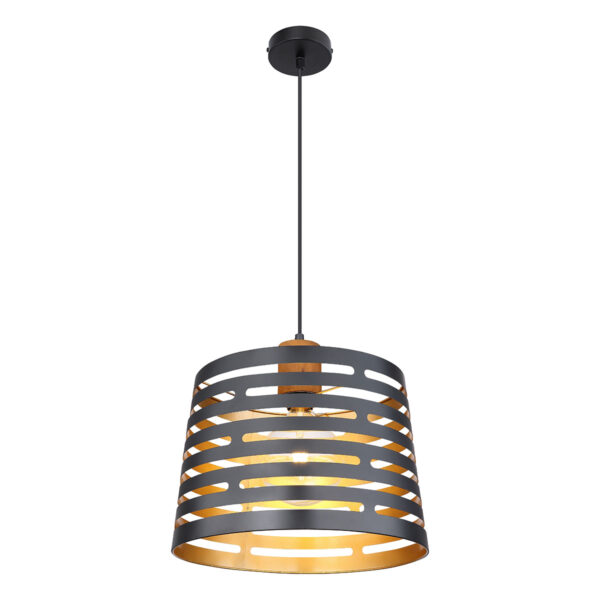 Globo Ablona hanglamp – ø 35 cm – E27 (grote fitting) – Zwart