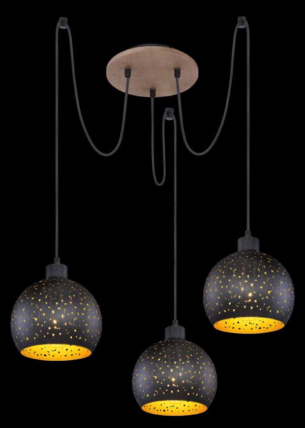 Globo Adaja hanglamp – ø 20 cm – E27 (grote fitting) – Zwart - Image 3