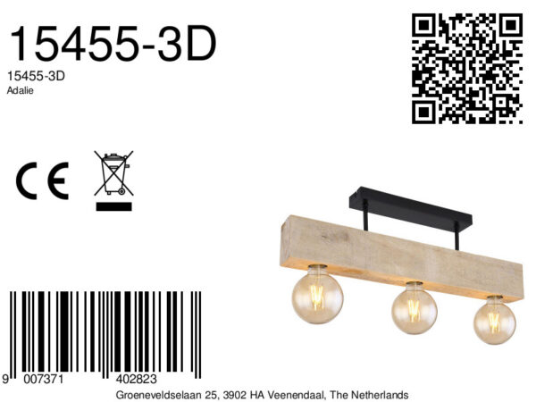 Globo Adalie plafonniere – E27 (grote fitting) – Zwart - Image 6