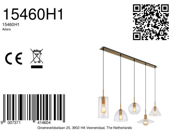 Globo Adara hanglamp – E27 (grote fitting) – Messing - Image 6