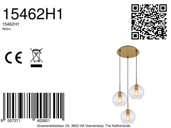 Globo Adara hanglamp – ø 47 cm – E27 (grote fitting) – Messing - Image 6
