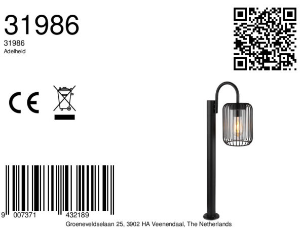 Globo Adelheid vloerlamp – E27 (grote fitting) – Zwart - Image 5