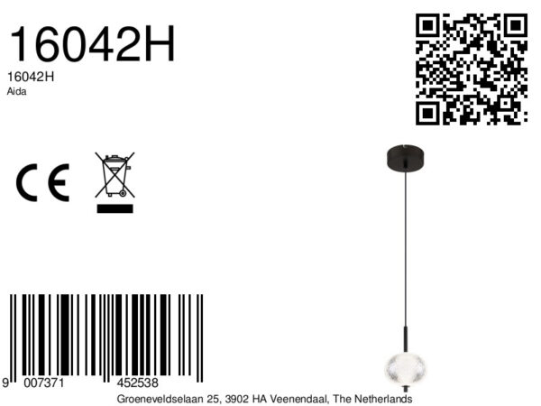 Globo Aida hanglamp – ø 15 cm – Ingebouwd (LED) – Zwart - Image 5