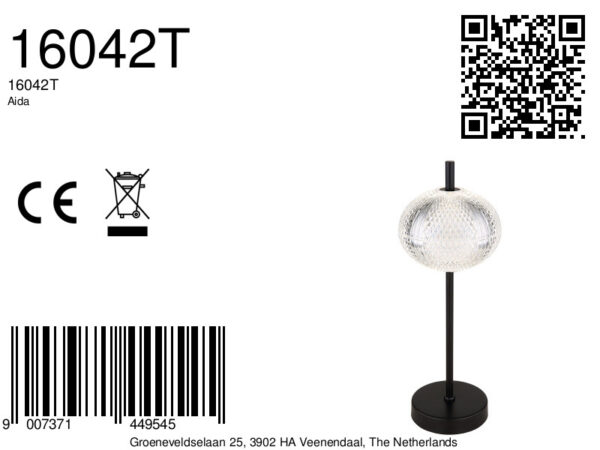 Globo Aida tafellamp – ø 15 cm – Ingebouwd (LED) – Zwart - Image 5