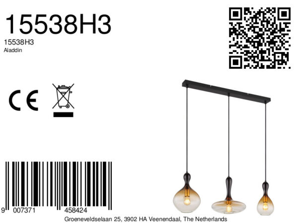 Globo Aladdin hanglamp – E27 (grote fitting) – Zwart - Image 6