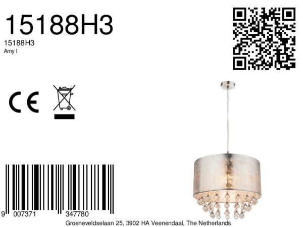 Globo Amy i hanglamp – ø 40 cm – E27 (grote fitting) – Nikkel - Image 3