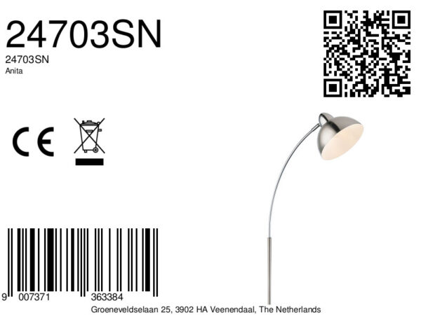 Globo Anita vloerlamp – E27 (grote fitting) – Nikkel - Image 3