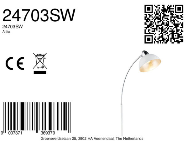 Globo Anita vloerlamp – E27 (grote fitting) – Wit - Image 3