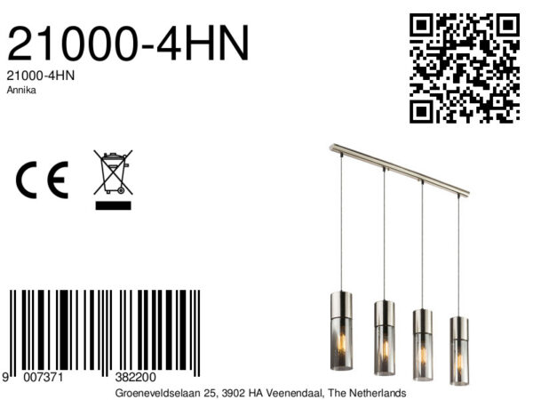 Globo Annika hanglamp – E27 (grote fitting) – Nikkel - Image 2
