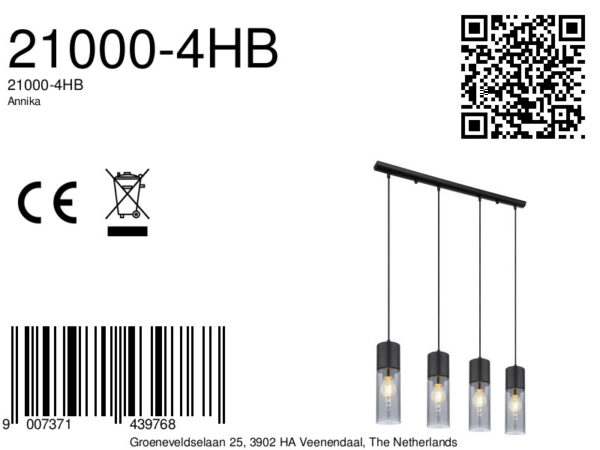 Globo Annika hanglamp – E27 (grote fitting) – Zwart - Image 5