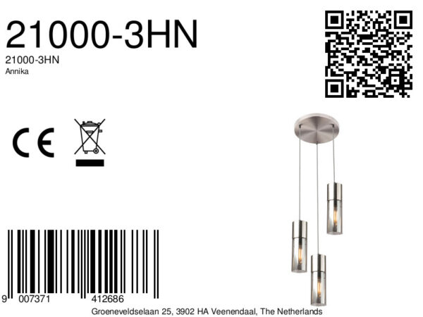 Globo Annika hanglamp – ø 30 cm – E27 (grote fitting) – Nikkel - Image 5
