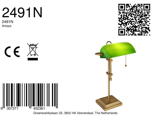 Globo Antique tafellamp – E27 (grote fitting) – Messing - Image 5