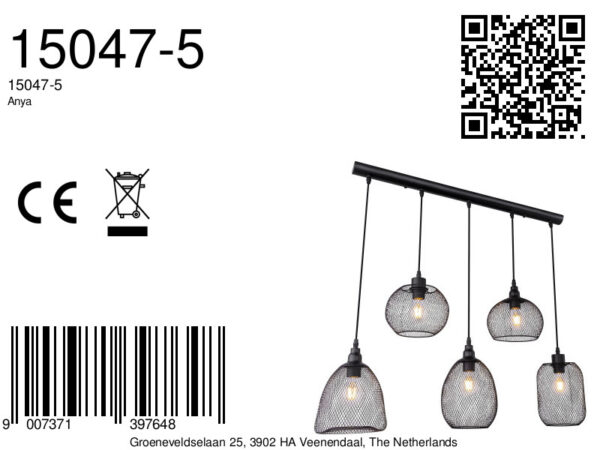 Globo Anya hanglamp – E27 (grote fitting) – Zwart - Image 6
