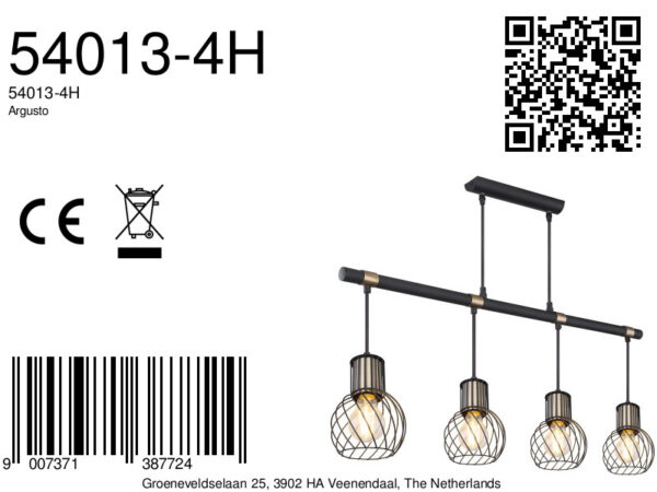 Globo Argusto hanglamp – E27 (grote fitting) – Zwart - Image 5