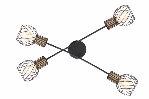 Globo Argusto plafonniere – E27 (grote fitting) – Zwart - Image 3