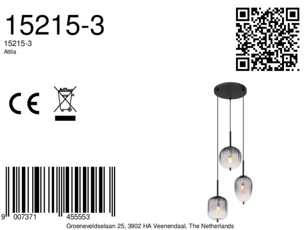 Ronde zwarte ronde hanglamp Globo Attila - Image 6