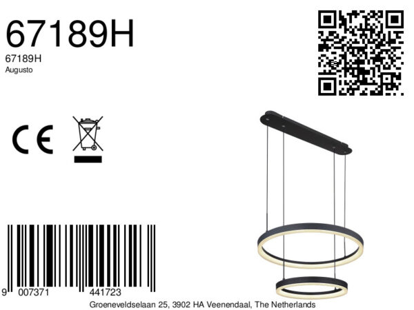 Globo Augusto hanglamp – Ingebouwd (LED) – Zwart - Image 5