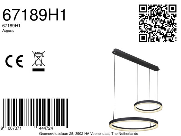 Globo Augusto hanglamp – Ingebouwd (LED) – Zwart - Image 5