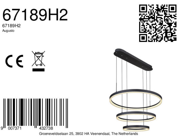 Globo Augusto hanglamp – Ingebouwd (LED) – Zwart - Image 5