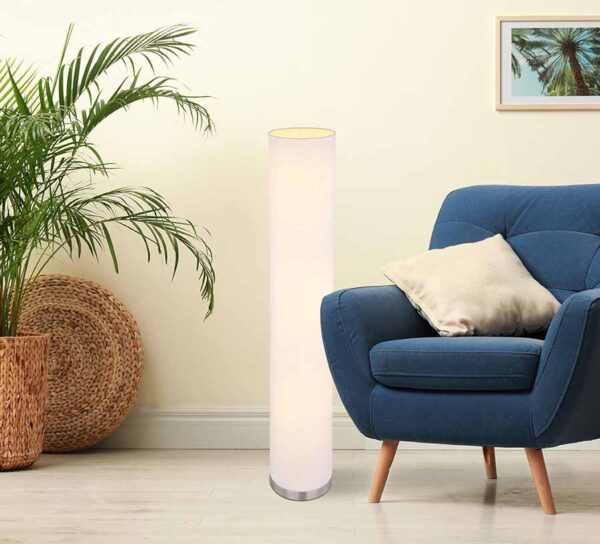 Buisvormige nikkelen klassieke vloerlamp Globo Ava - Image 3