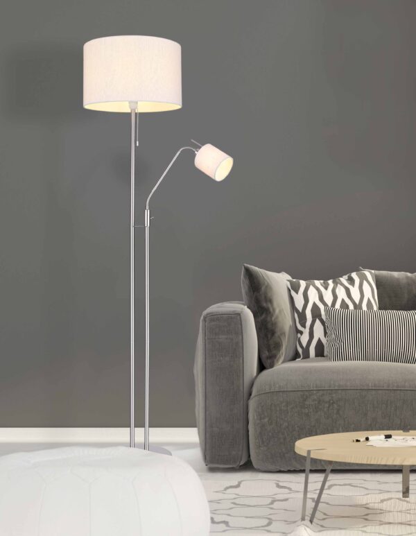 Globo Ava vloerlamp – ø 40 cm – E27 (grote fitting) – Nikkel - Image 5