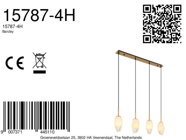 Globo Barcley hanglamp – E14 (kleine fitting) – Messing - Image 5