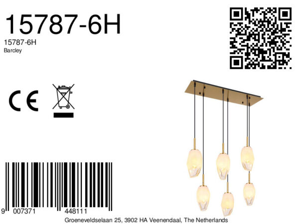 Globo Barcley hanglamp – E14 (kleine fitting) – Messing - Image 5