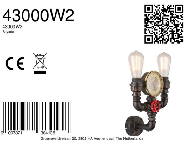 Globo Bayuda wandlamp – E27 (grote fitting) – Zwart - Image 5