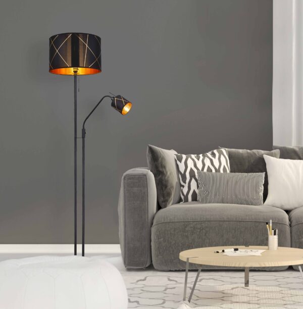 Globo Bemmo vloerlamp – ø 40 cm – E27 (grote fitting) – Zwart - Image 5