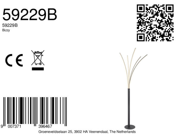 Globo Bizzy vloerlamp – Ingebouwd (LED) – Zwart - Image 4