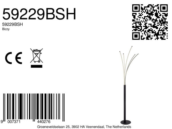 Globo Bizzy vloerlamp – Ingebouwd (LED) – Zwart - Image 5